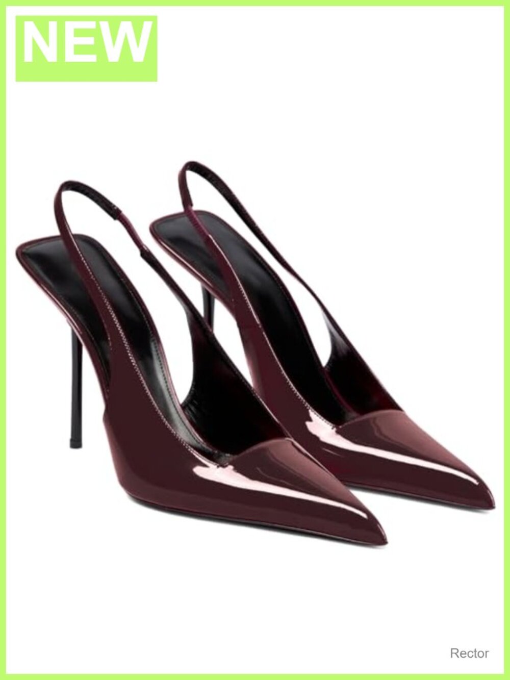 Patent Leather Slingback Pumps with Stiletto Heels Pointed Toe Slip On